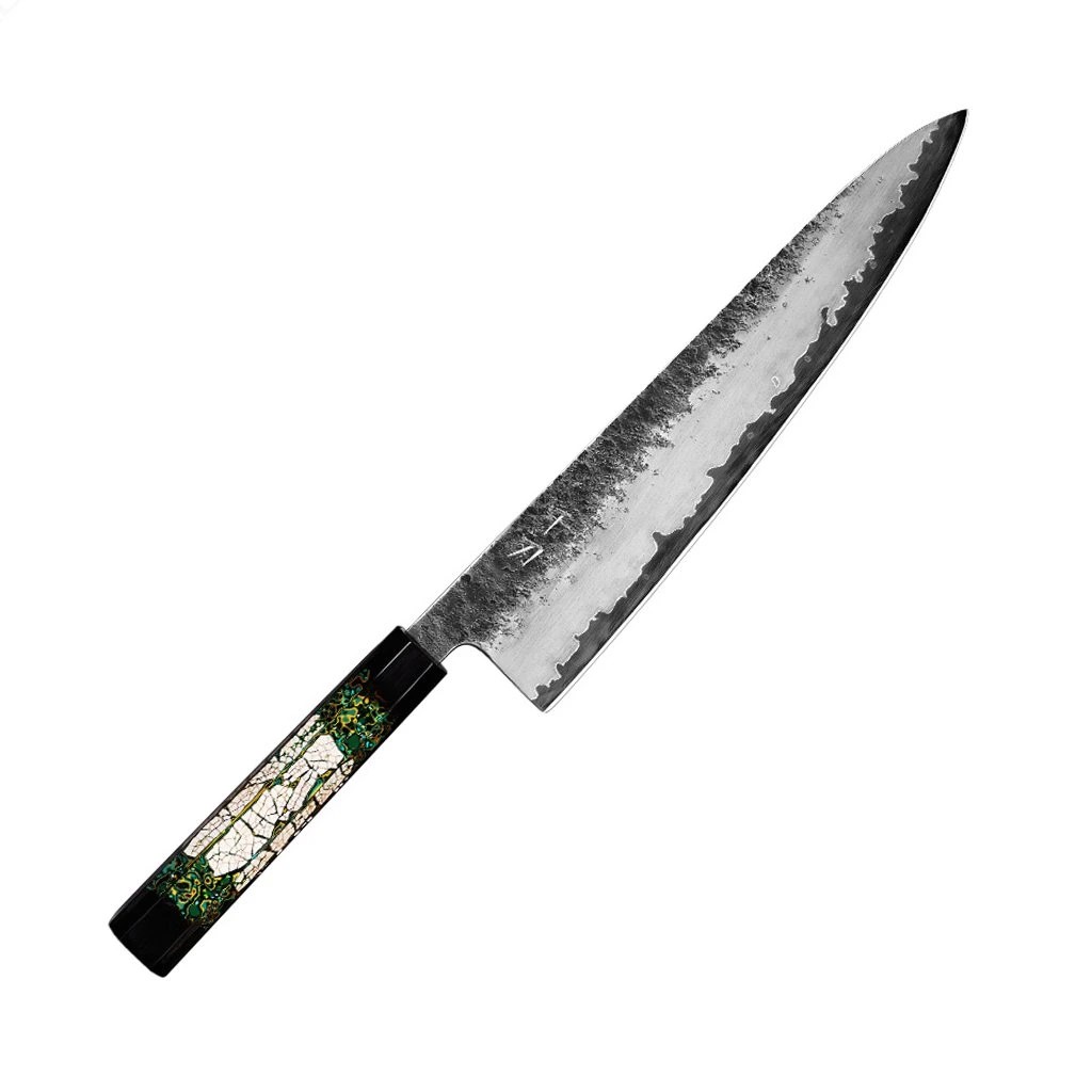 foto Kuchy�sk� n�� Chef/Gyuto 210 mm Konoll� Black Forging Aogami - Green